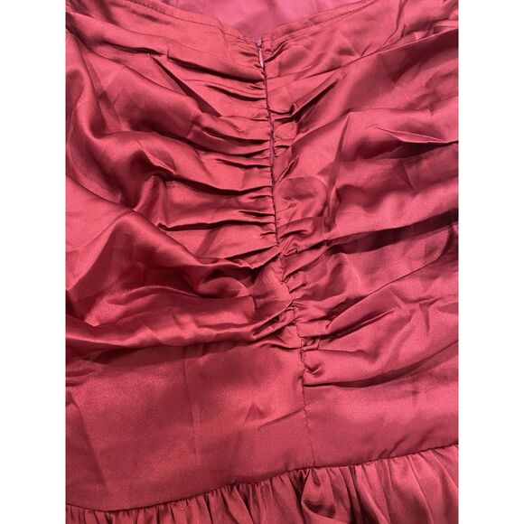 Selfie Leslie Mini Dress Sz XL Plum Strapless Tied Back Layer Frill Hem Ruched - Picture 14 of 16